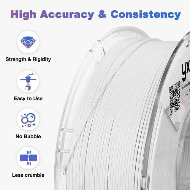 Alt view image 7 of 7 - YXPOLYER PLA Filament Food Grade 1.75mm 1kg for 3D Printing, PLA+ White 3D Printer Filament with Transparent AMS-Compatible Filament Spool