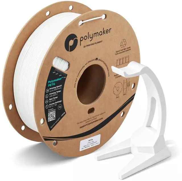 Main image of Polymaker PETG Filament 1.75mm White 1KG, High Speed, 2.2 Lbs