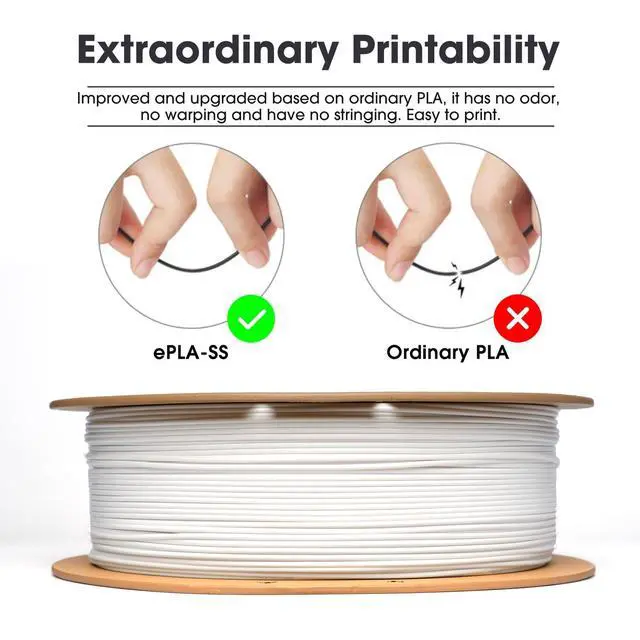 Alt view image 3 of 7 - eSUN PLA Basic Filament 1.75mm, 3D Printer Filament High Speed PLA for Fast Printing, 1KG Spool (2.2 LBS) 3D Printing Filament for High Speed 3D Printers, White