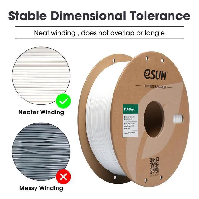Alt view image 2 of 7 - eSUN PLA Basic Filament 1.75mm, 3D Printer Filament High Speed PLA for Fast Printing, 1KG Spool (2.2 LBS) 3D Printing Filament for High Speed 3D Printers, White