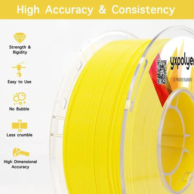 Alt view image 2 of 7 - YXPOLYER PLA+ Filament Food Safe PLA Plus Food-Grade 1.75mm 3D Printing Filament 1kg 2.2lbs with PC Reusable Spool fit AMS System and Most FDM 3D Printers, Yellow