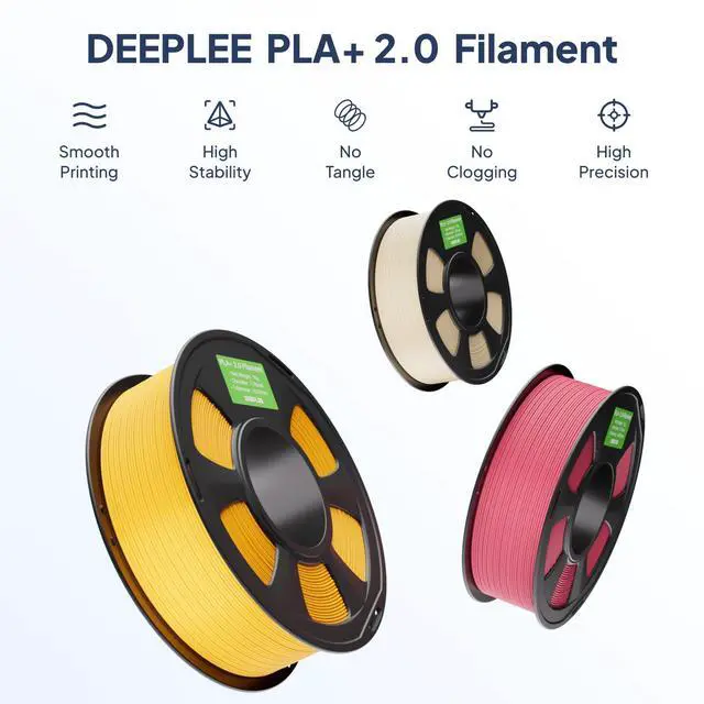 Alt view image 2 of 7 - DEEPLEE PLA+ 2.0 Filament 1.75mm, Stronger Toughness 3D Printer Filament, White 1KG, Upgrade PLA Plus 3D Printer Filament, High Speed PLA+ Filament for Most FDM 3D Drucker