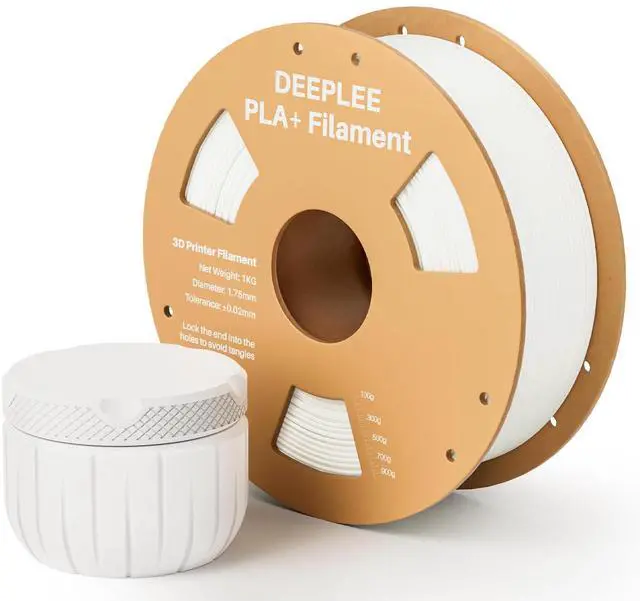 Main image of DEEPLEE PLA+ 1.75mm 3D Printer Filament, PLA Plus with Dimensional Accuracy +/- 0.02mm, Higher Strength and Toughness, Neatly Wound, No Clogging, Fits for Most FDM 3D Printers, 1KG White