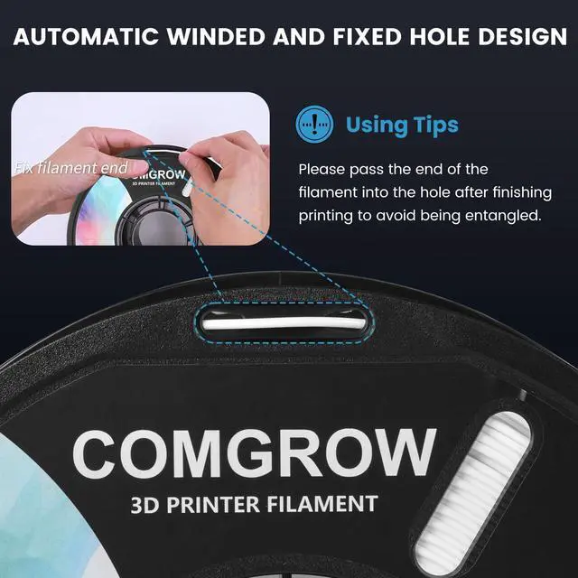 Alt view image 3 of 7 - Comgrow PLA 3D Printer Filament, 3D Printer PLA Filament 1.75mm, Dimensional Accuracy +/- 0.02 mm, 1KG Spool PLA White