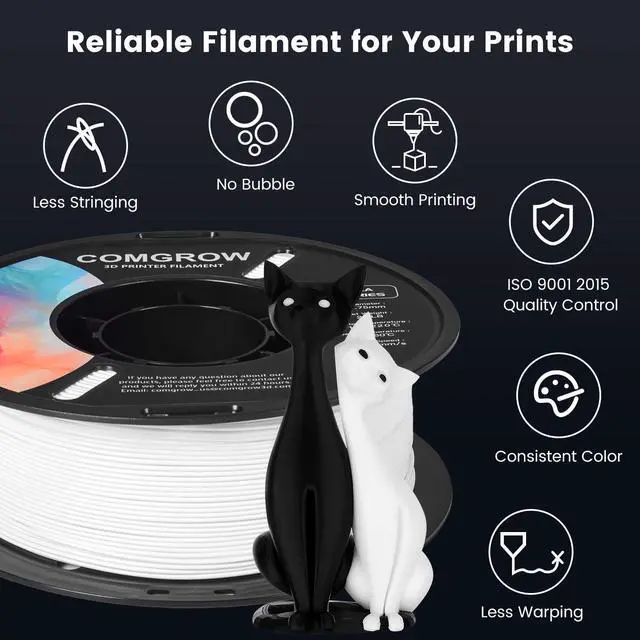 Alt view image 4 of 7 - Comgrow PLA 3D Printer Filament, 3D Printer PLA Filament 1.75mm, Dimensional Accuracy +/- 0.02 mm, 1KG Spool PLA White