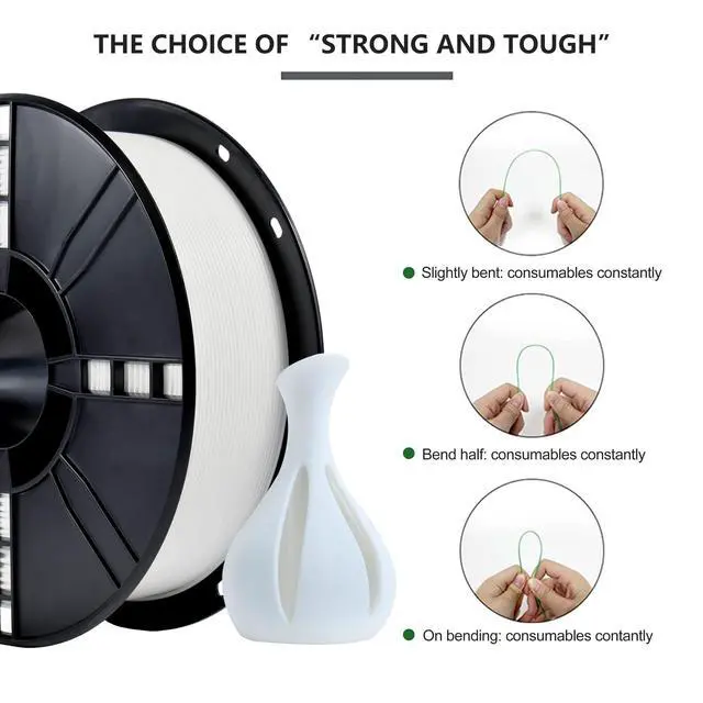 Alt view image 3 of 7 - iBOSS PLA Plus (PLA+) 3D Printer Filament 1.75mm,1kg Spool (2.2lbs) Toughness Enhanced 3D Printing Filament,Dimensional Accuracy +/- 0.02mm,1.75mm PLA Plus Filament,Fit Most FDM Printer(White)