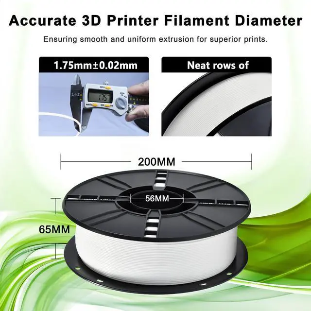 Alt view image 2 of 7 - iBOSS PLA Plus (PLA+) 3D Printer Filament 1.75mm,1kg Spool (2.2lbs) Toughness Enhanced 3D Printing Filament,Dimensional Accuracy +/- 0.02mm,1.75mm PLA Plus Filament,Fit Most FDM Printer(White)