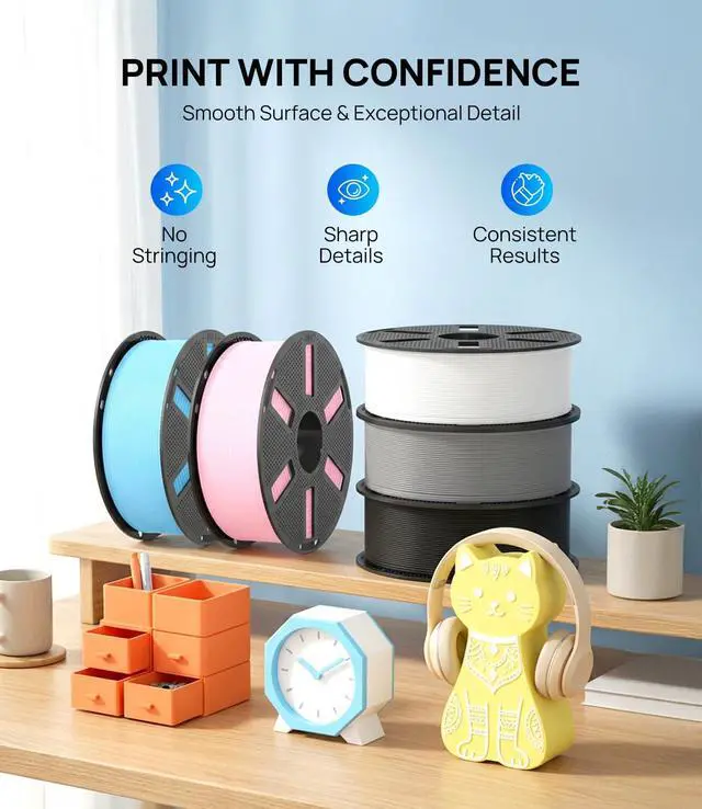 Alt view image 2 of 7 - JAYO PLA 3D Printer Filament White, PLA Filament 1.75mm, 1.1KG Spool, Dimensional Accuracy +/- 0.02mm, Fit Most FDM Printer