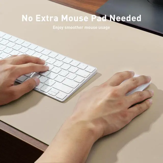 Alt view image 3 of 7 - Non-Slip PU Leather Waterproof Laptop Desk Pad Protector, Blotter Mat, Writing and Mouse Pad for Office & Home, Beige, 23.6" x 13.7"