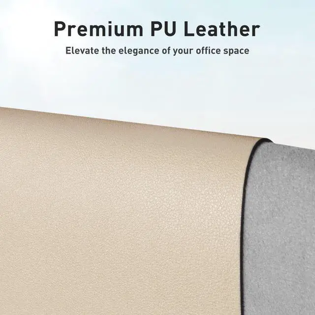 Alt view image 2 of 7 - Non-Slip PU Leather Waterproof Laptop Desk Pad Protector, Blotter Mat, Writing and Mouse Pad for Office & Home, Beige, 23.6" x 13.7"
