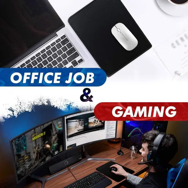 Alt view image 7 of 7 - Mouse Pad 11 x 8.7 in, Smooth & Stable Mousepad with Stitched Edges and Non-Slip Base, Smooth Cloth Surface Computer Black Mouse Pad. Clean Desk Essential for Work, Study & Home Office