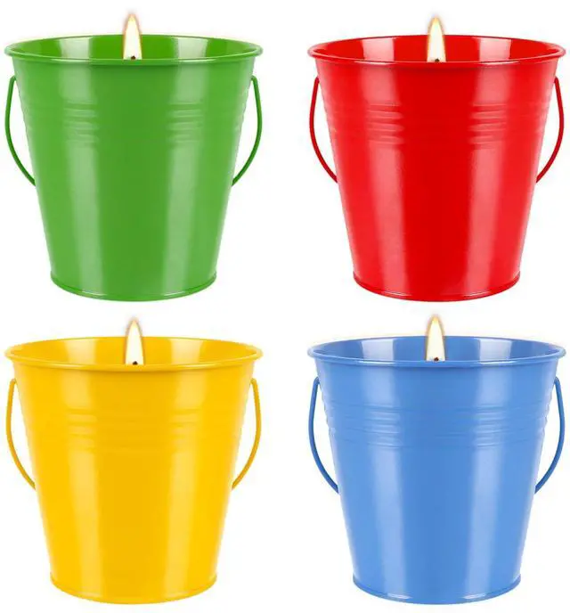 Main image of 4 Pack 12oz Citronella Scented Candles, Colorful Metal Bucket Candles with Handle, Smokeless Clean Burning Candles for Home, Patio, Camping & Outdoor Gatherings