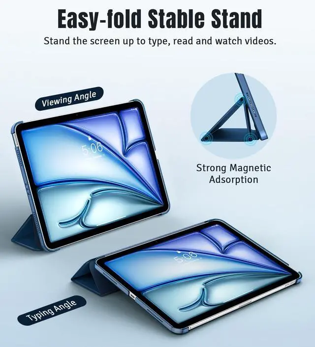 Alt view image 4 of 7 - TiMOVO Case for iPad Air 11 Inch M4/M3/M2, Air 5th/4th Gen 10.9",Abyss Blue