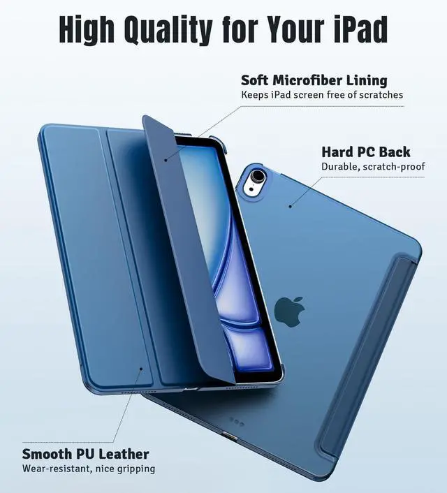 Alt view image 3 of 7 - TiMOVO Case for iPad Air 11 Inch M4/M3/M2, Air 5th/4th Gen 10.9",Abyss Blue