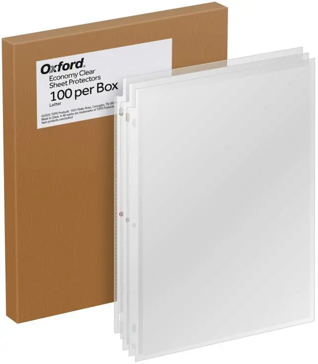 Main image of Oxford Sheet Protectors, 100 Pack, Letter Size (8.5 x 11), Heavy Duty Clear Sheet Protectors for 3 Ring Binder, Top Loading, Reinforced Holes, Non-Stick, for School and Office, Made in USA