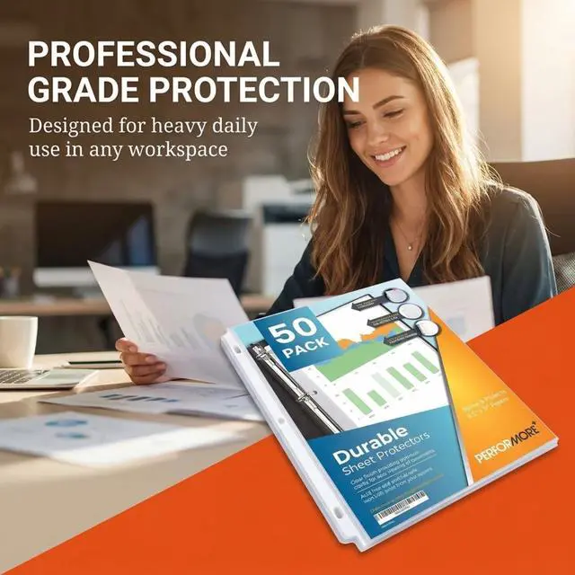 Alt view image 3 of 7 - 50 Sheet Protectors 8.5 x 11 for 3 Ring Binder, Heavy Duty Clear