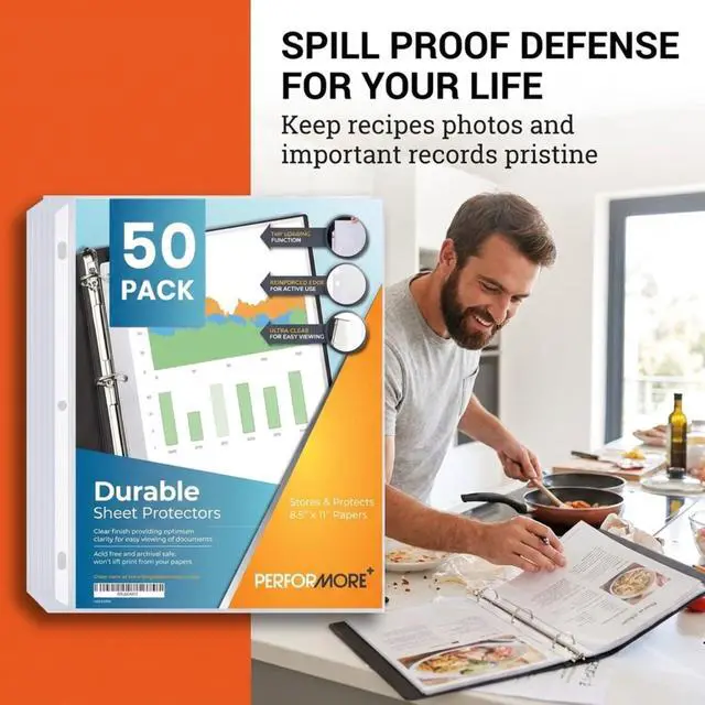Alt view image 6 of 7 - 50 Sheet Protectors 8.5 x 11 for 3 Ring Binder, Heavy Duty Clear