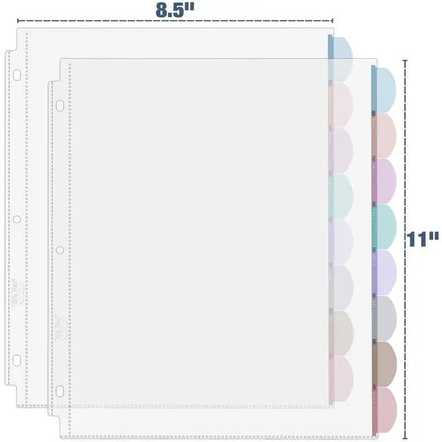 Alt view image 5 of 7 - Mr. Pen- Clear Sheet Protectors with Tabs, 8.5x11 Inches, 8 Tabs, 2 Sets | Durable Clear Plastic Dividers for 3 Ring Binders, Insertable Index Page Divider with Multicolor Tabs