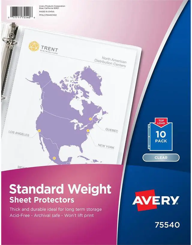 Main image of Avery Clear Standard Weight Sheet Protectors, Top Load, 10 Document Protectors (75540)