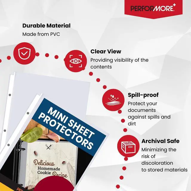 Alt view image 3 of 7 - Officewerks Heavyweight Clear Mini Sheet Protectors Holds 5.5 x 8.5 Inch Sheets, Fits a 3-Ring Binder, Crystal Clear and Acid-Free with Reinforced Holes, Top Loading, Archival Safe (50 Pack)