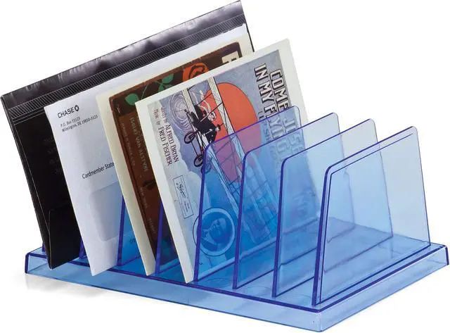 Alt view image 4 of 6 - Officemate Blue Glacier Standard Sorter, 7 Compartments, Transparent Blue (23214)