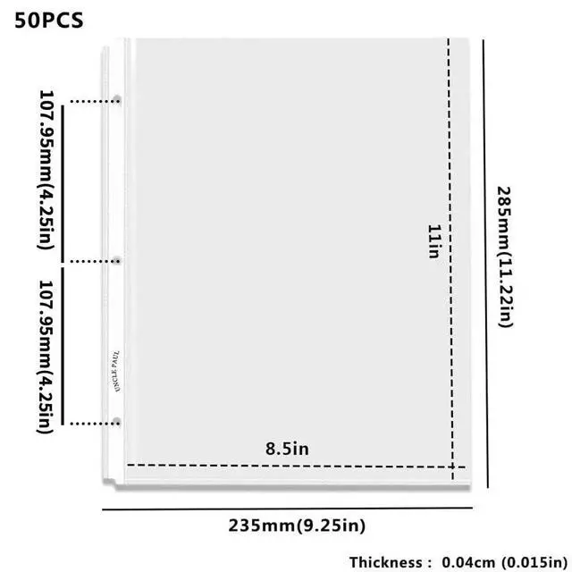 Alt view image 3 of 7 - 50 Sheets Sheet Protectors Top Load 8.5 x 11 Inch for 3 Ring Binder