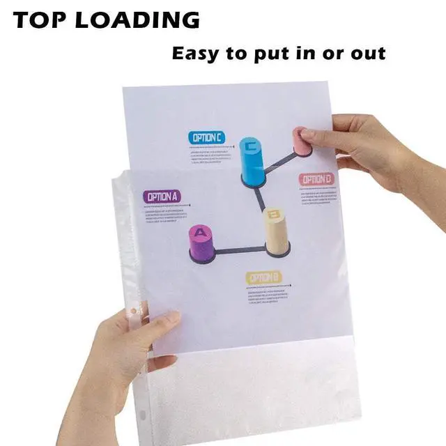 Alt view image 4 of 7 - 50 Sheets Sheet Protectors Top Load 8.5 x 11 Inch for 3 Ring Binder