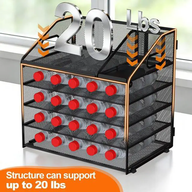 Alt view image 5 of 7 - DocNest 5 Tier Metal Mesh Desk File Organizer with Phone Shelf, Black