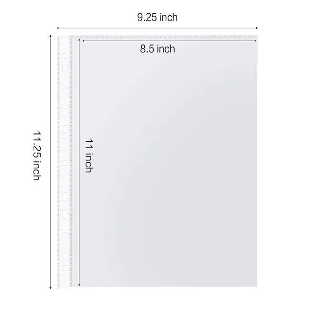 Alt view image 2 of 7 - Sheet Protectors, HERKKA 200 Pack Upgrade Clear Plastic Page Protectors Sheet Reinforced 11-Hole Fit for 3 Ring Binder Fits Standard 8.5 x 11 Paper, 9.25 x 11.25 Top Loaded, Acid Free