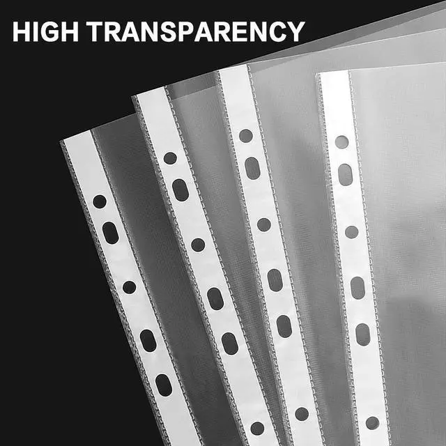 Alt view image 3 of 7 - Sheet Protectors, HERKKA 200 Pack Upgrade Clear Plastic Page Protectors Sheet Reinforced 11-Hole Fit for 3 Ring Binder Fits Standard 8.5 x 11 Paper, 9.25 x 11.25 Top Loaded, Acid Free