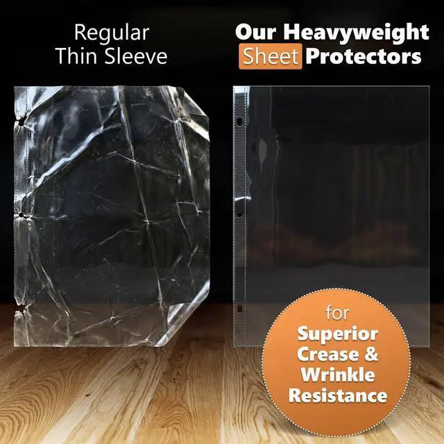 Alt view image 2 of 5 - 50 Pack of 8.5x11 Heavy Duty Crystal Clear Sheet Protectors for 3 Ring Binder, Plastic Page Sleeve Protectors for Paper Document (50 Pack, 8.5 x 11'' - 1 Pocket)