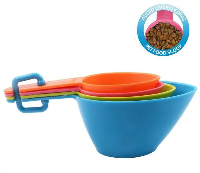Alt view image 4 of 6 - HINMAY Pet Food Scoops Plastic Measuring Cups Set for Dog Cat and Bird Food
