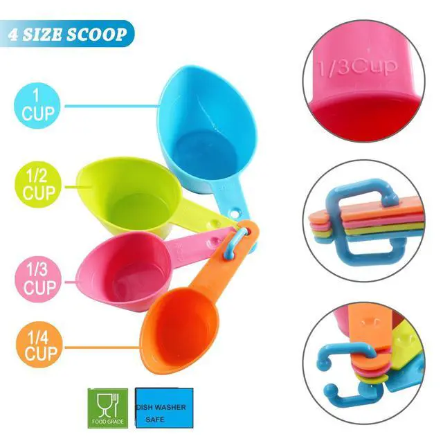 Alt view image 2 of 6 - HINMAY Pet Food Scoops Plastic Measuring Cups Set for Dog Cat and Bird Food