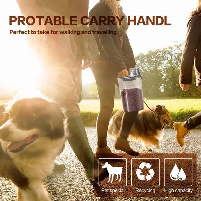 Alt view image 7 of 7 - TIOVERY Upgraded Dog Food Storage Container Small, Cat Food Container Airtight, Pet Food Container Dispenser with Pour Spout, Measuring Cup and 4 Seal Buckles for Dogs, Cats, Birds (Grey)