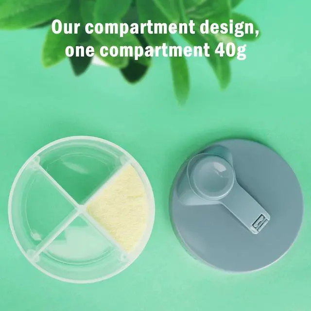 Alt view image 3 of 7 - Accmor Baby Formula Dispenser On The Go, Non-Spill Rotating Four-Compartment Formula Container to Go, Milk Powder Kids Snack Container for Infant Toddler Travel Outdoor, Blue