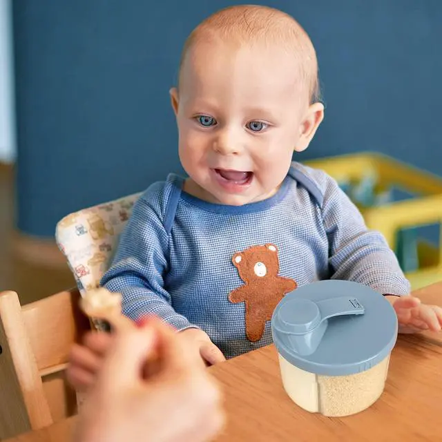 Alt view image 7 of 7 - Accmor Baby Formula Dispenser On The Go, Non-Spill Rotating Four-Compartment Formula Container to Go, Milk Powder Kids Snack Container for Infant Toddler Travel Outdoor, Blue