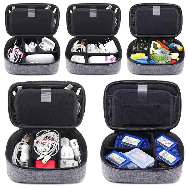 Alt view image 4 of 7 - sisma Travel Electronics Organizer Small Carrying Case for Cables Phone Chargers USB Plugs Power Cords Earbuds Adapter Tech Accessories Pouch -Grey