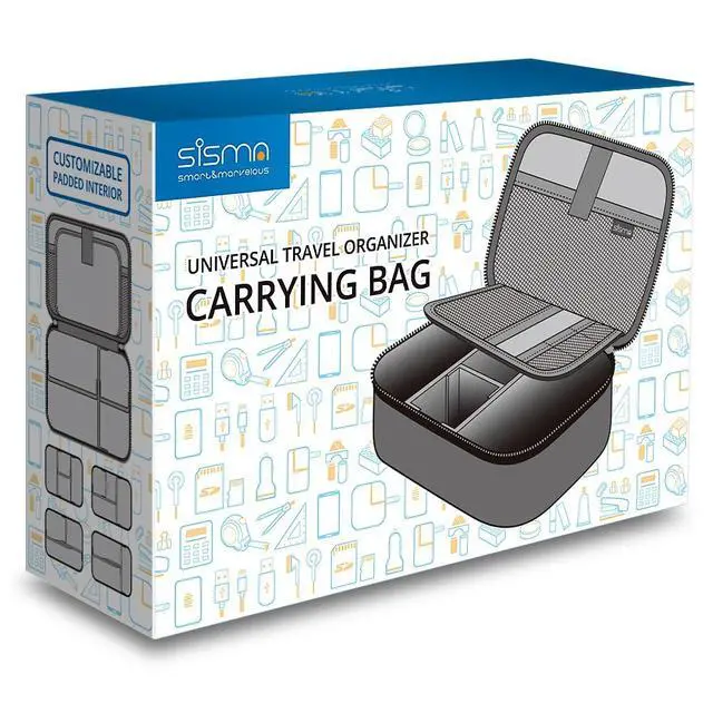 Alt view image 6 of 7 - sisma Travel Electronics Organizer Small Carrying Case for Cables Phone Chargers USB Plugs Power Cords Earbuds Adapter Tech Accessories Pouch -Grey