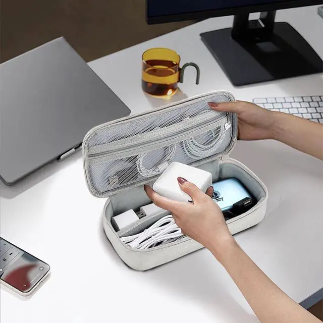 Alt view image 2 of 7 - Teskyer Tech Organizer Pouch with Handle, Grey