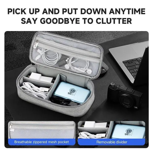 Alt view image 4 of 7 - Teskyer Tech Organizer Pouch with Handle, Grey