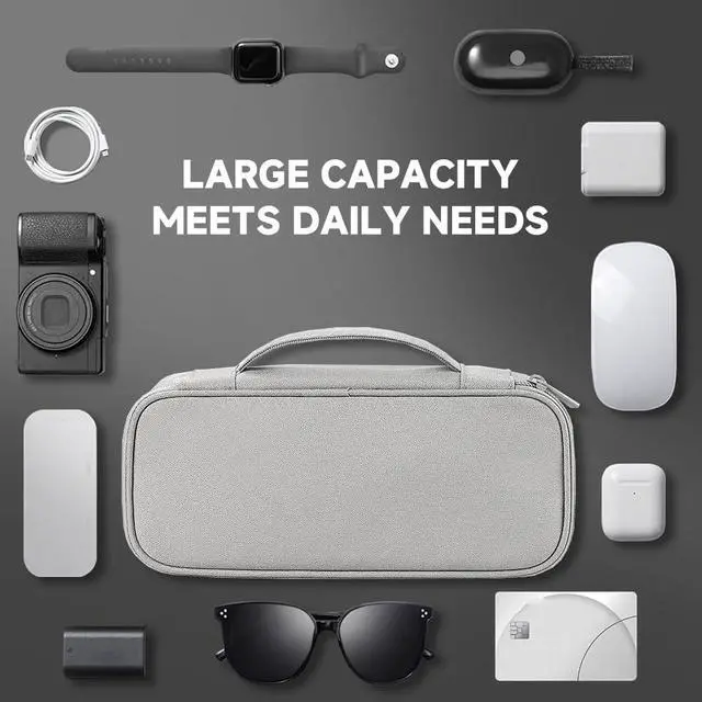 Alt view image 7 of 7 - Teskyer Tech Organizer Pouch with Handle, Grey