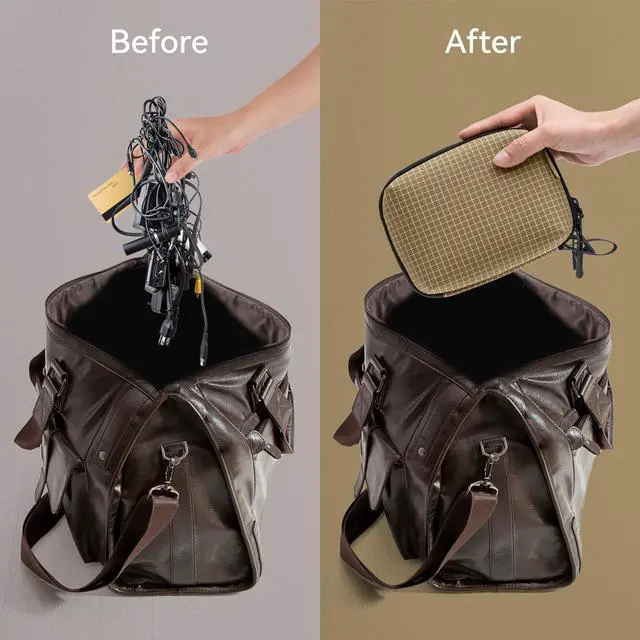 Alt view image 3 of 7 - SIMTOP Electronics Organizer Cord Organizer Travel, Small Tech Bag for Cords, Chargers, Power Bank, Earbuds Portable Cable Pouch for Office, Business Trip, Commute Water & Scratch-Resistant