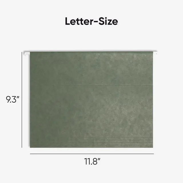 Alt view image 2 of 7 - Smead Hanging File Folder, 1/5-Cut Adjustable Tab, Letter Size, Standard Green, Hanging Folders for Filing Cabinets, File Organizer Folder, 25 Count