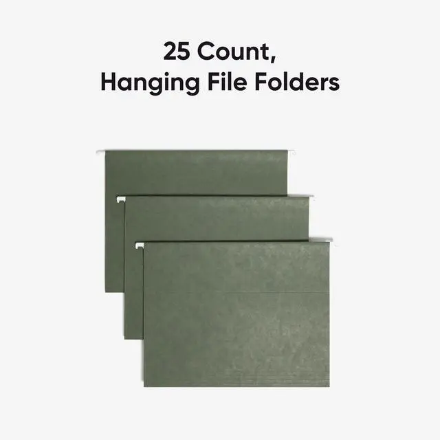 Alt view image 3 of 7 - Smead Hanging File Folder, 1/5-Cut Adjustable Tab, Letter Size, Standard Green, Hanging Folders for Filing Cabinets, File Organizer Folder, 25 Count