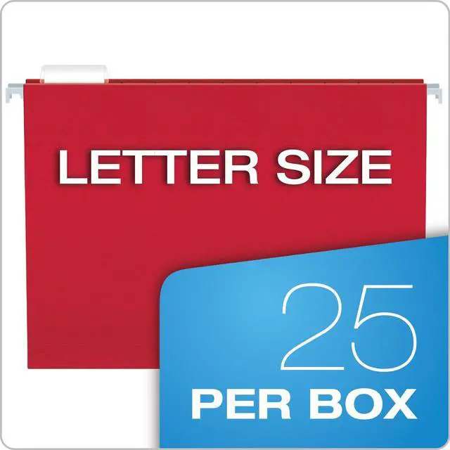 Alt view image 5 of 6 - Pendaflex Hanging File Folders, 25 Pack, Letter Size (8.5" x 11"), Assorted Colors: Green, Blue, Red, Yellow, Orange, 5 Tab Positions, Reinforced, Includes Tabs and Inserts, Durable Hanging Files