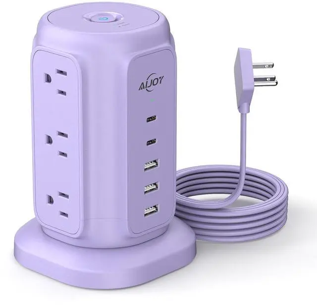 Main image of AiJoy Power Strip Tower with 9 AC Outlets and 5 USB Ports Charging Station