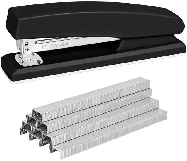 Main image of Stapler with 5000 Staples - Office Stapler, 25 Sheet Capacity, Staplers for Desk, Non-Slip, Black