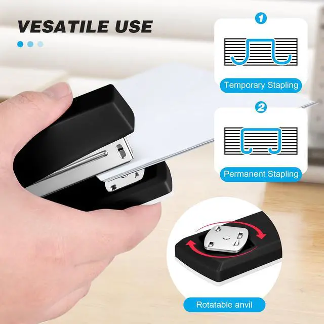 Alt view image 5 of 7 - Stapler with 5000 Staples - Office Stapler, 25 Sheet Capacity, Staplers for Desk, Non-Slip, Black
