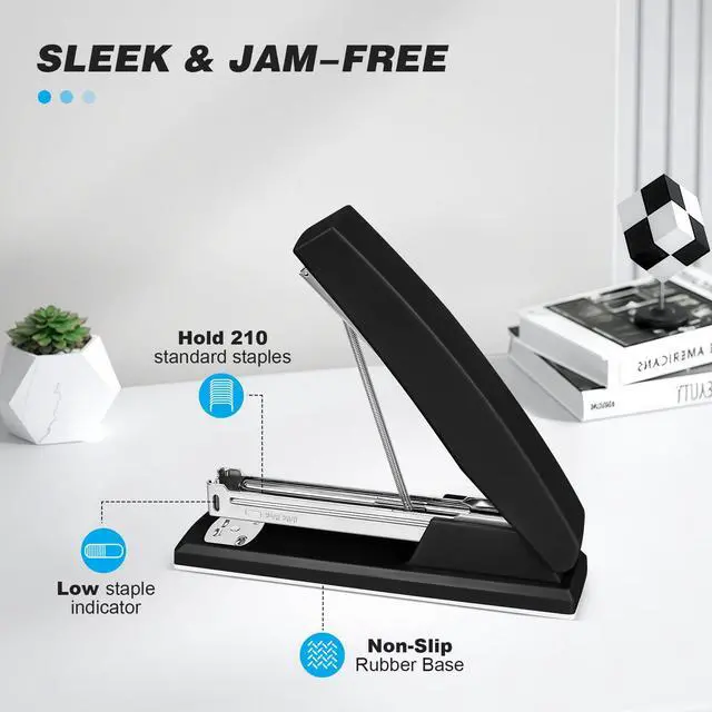 Alt view image 4 of 7 - Stapler with 5000 Staples - Office Stapler, 25 Sheet Capacity, Staplers for Desk, Non-Slip, Black