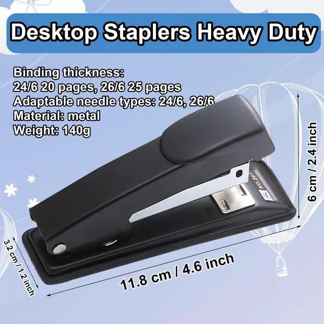Alt view image 2 of 7 - smilixin 2 Pieces Stapler,25 Sheet Capacity Staplers with 2000 Standard Staples,Desktop Staplers Heavy Duty,Office Standard Stapler for School Office,Black & Blue
